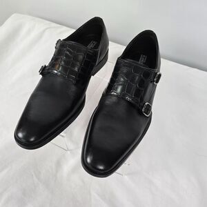 Blanco Garcia Loafer Men's 7 M Conor Double Monk Croco Slip On BG-36719 Black